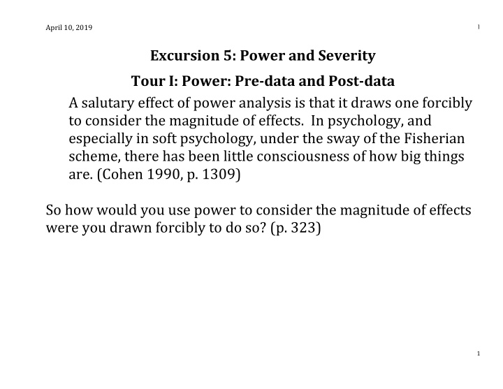 excursion 5 power and severity tour i power pre data and