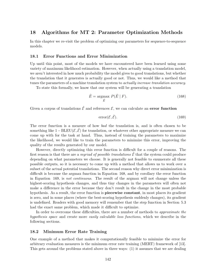 18 algorithms for mt 2 parameter optimization methods
