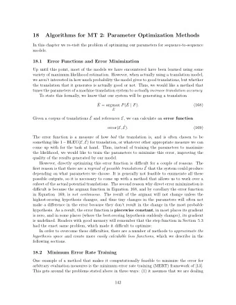 18  Algorithms for MT 2: Parameter Optimization Methods  In this chapter we re-visit the problem of