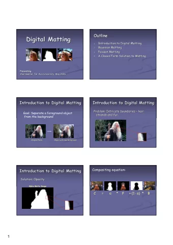 Digital Matting  Digital Matting  Introduction to Digital Matting  Introduction to Digital Matting