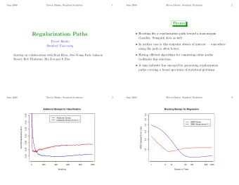 Regularization Paths  Boosting fits a regularization path toward a max-margin  classifier.