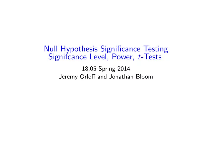 null hypothesis significance testing signifcance level