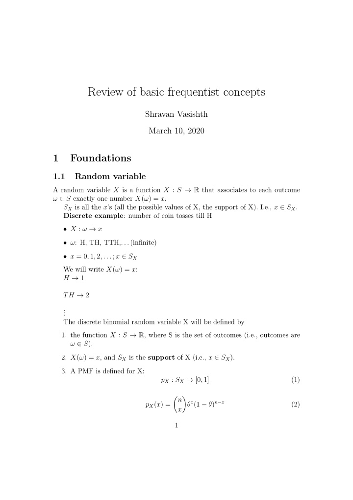 review of basic frequentist concepts