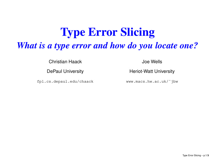 type error slicing