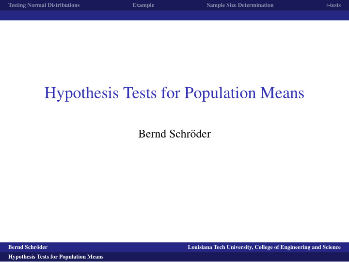 hypothesis tests for population means