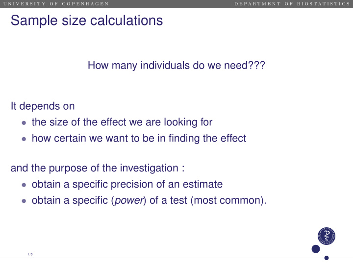 sample size calculations