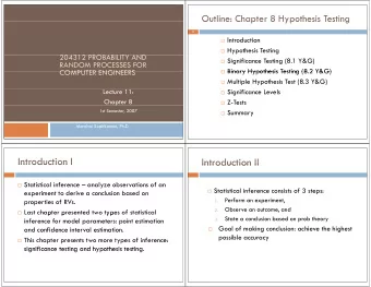 Introduction I  Introduction I  Introduction II  Introduction II  Statistical inference