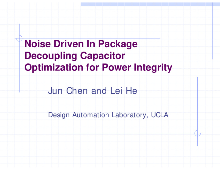 noise driven in package decoupling capacitor optimization