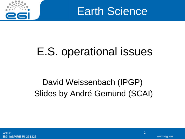 earth science e s operational issues