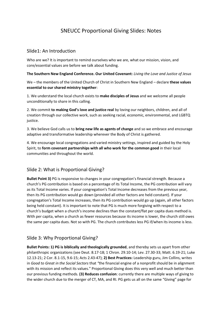 sneucc proportional giving slides notes