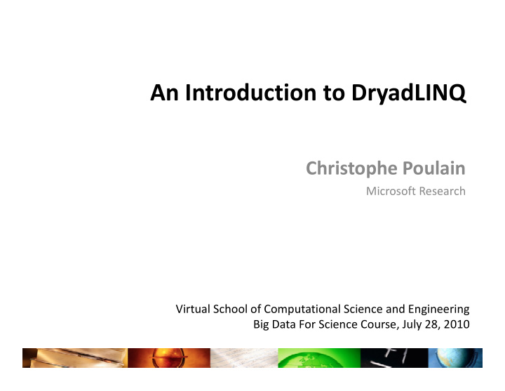 an introduction to dryadlinq