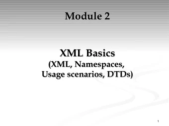 Module 2  Module 2  XML Basics  XML Basics  (XML, Namespaces,  (XML, Namespaces,  Usage scenarios,
