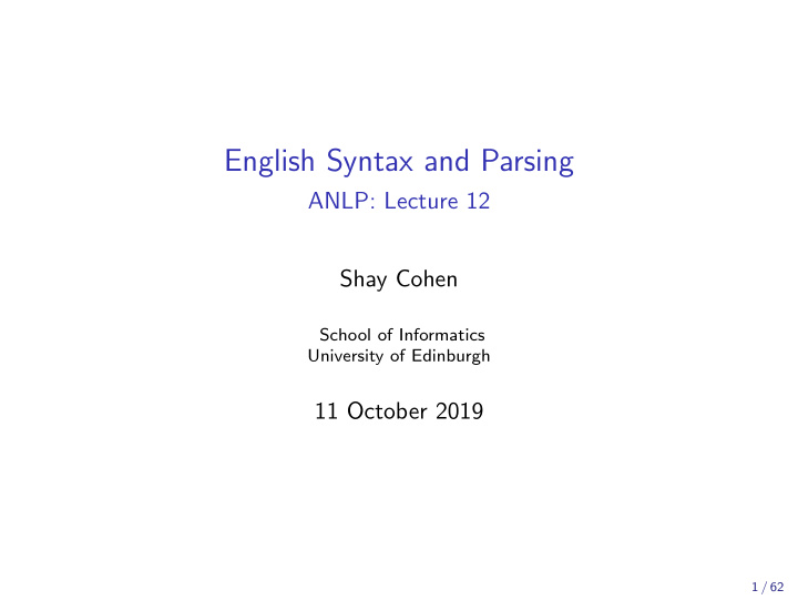 english syntax and parsing