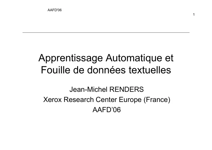 apprentissage automatique et fouille de donn es textuelles