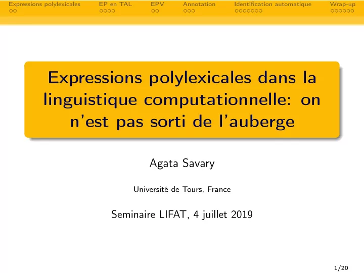 expressions polylexicales dans la linguistique