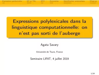 Expressions polylexicales dans la  linguistique computationnelle: on  nest pas sorti de