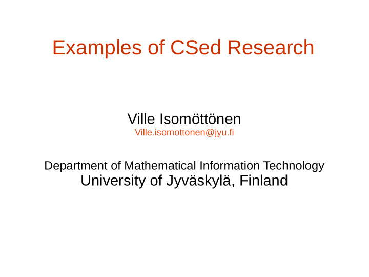 examples of csed research