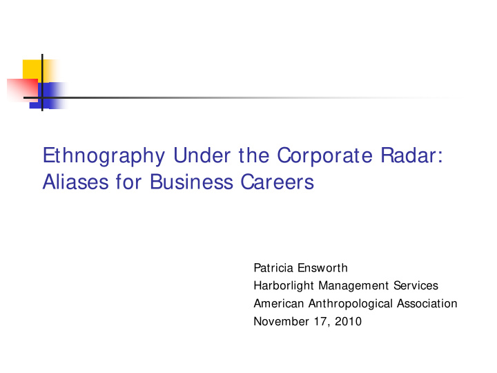 ethnography under the corporate radar aliases for