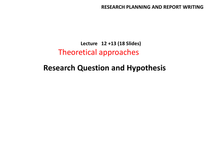 theoretical approaches