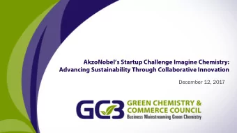 AkzoNobels Startup Challenge Imagine Chemistry:  Advancing Sustainability Through Collaborative