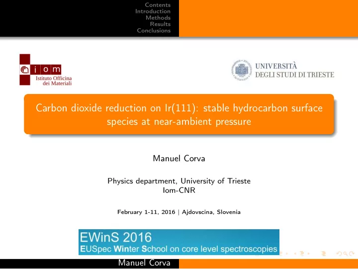 carbon dioxide reduction on ir 111 stable hydrocarbon