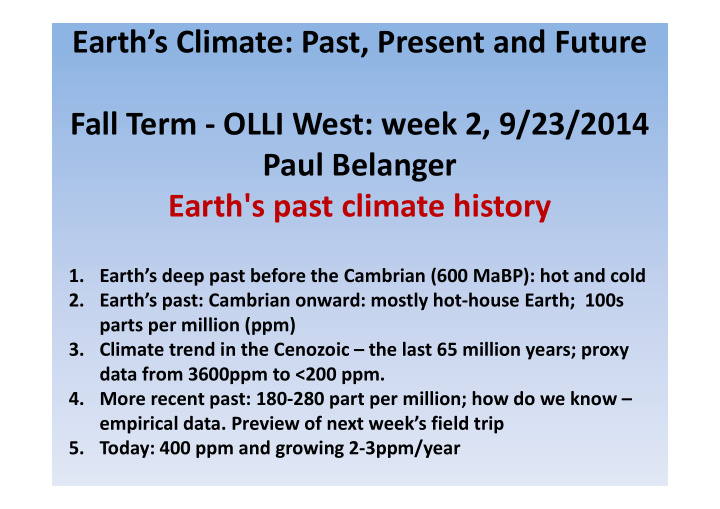 earth s climate past present and future fall term olli