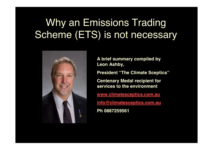 why an emissions trading scheme ets is not necessary