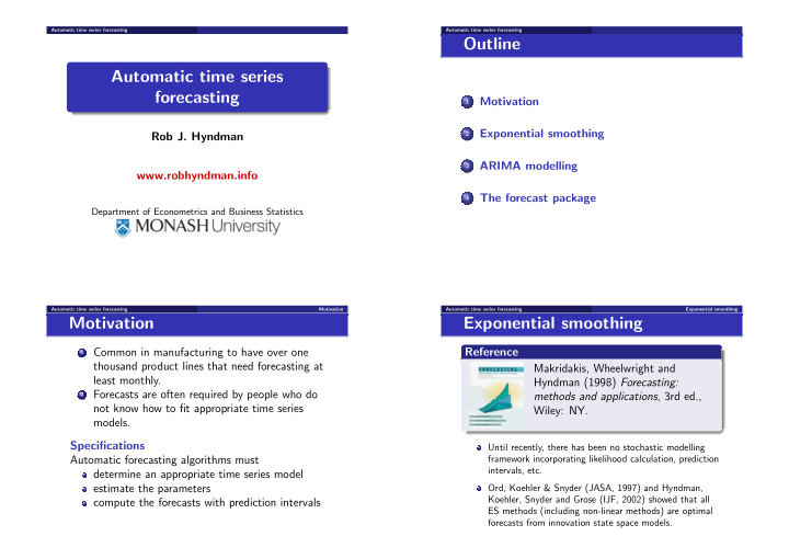 outline automatic time series forecasting