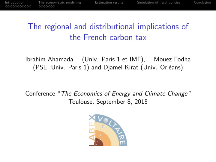 the regional and distributional implications of the