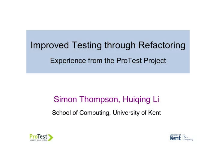 improved testing through refactoring