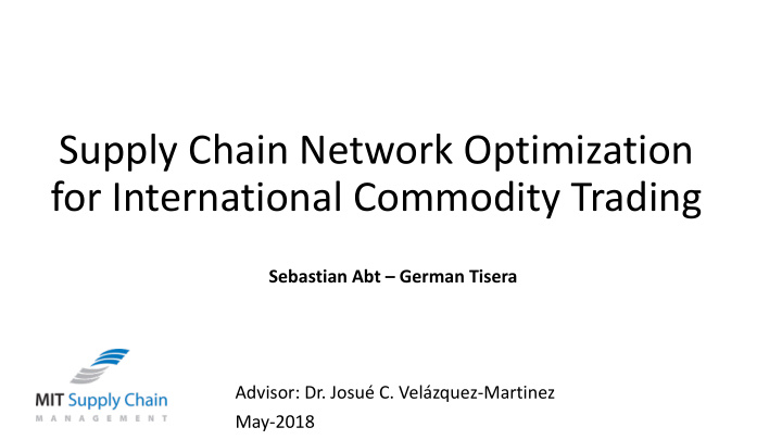 supply chain network optimization for international