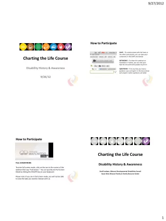 Charting the Life Course NETWORKS  To share this webinar on  Facebook or Twitter, you can click