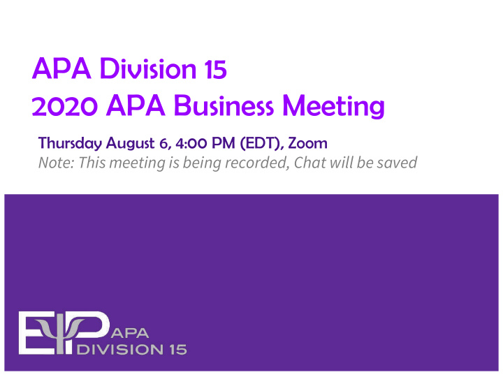apa division 15 2020 apa business meeting