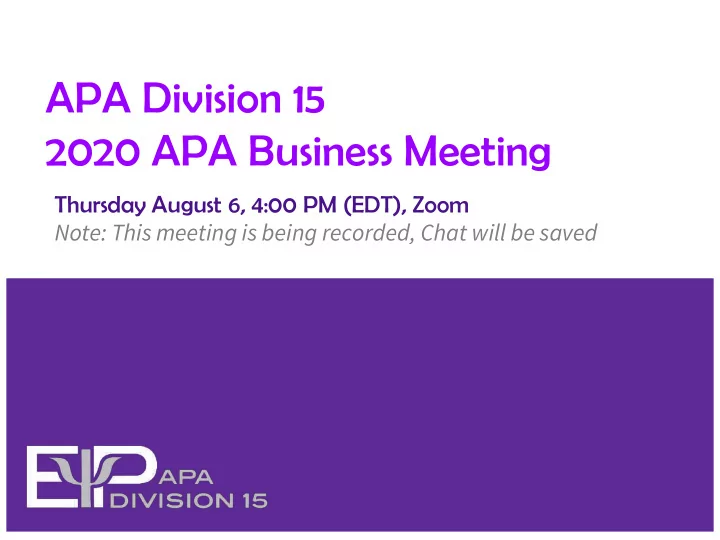 apa division 15 2020 apa business meeting