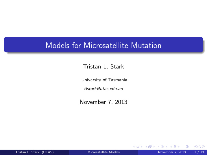 models for microsatellite mutation