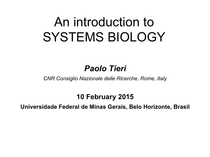 an introduction to systems biology