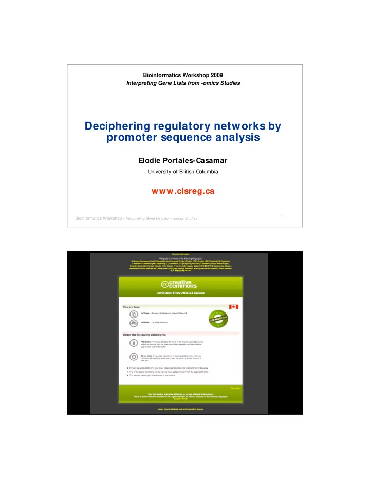 deciphering regulatory networks by promoter sequence