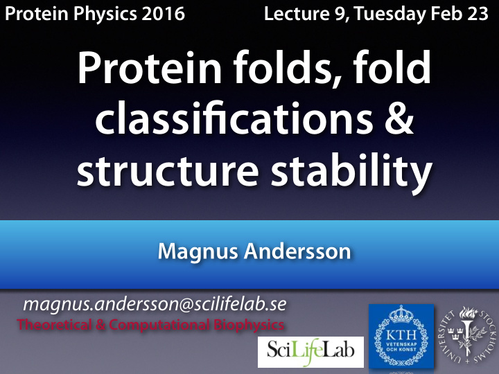 protein folds fold classi fj cations structure stability