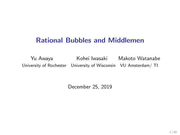 rational bubbles and middlemen