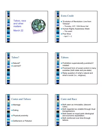 Extra Credit  Taboo, race  Evolution of Revolution: Live from  and other  Teheran  matters