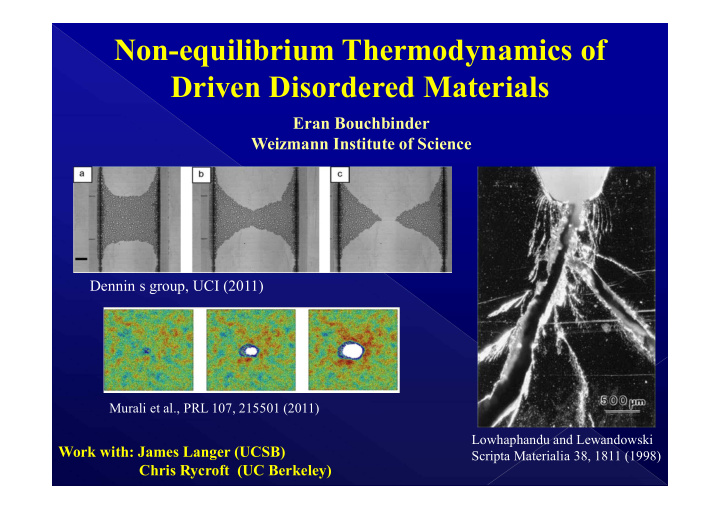 non equilibrium thermodynamics of driven disordered