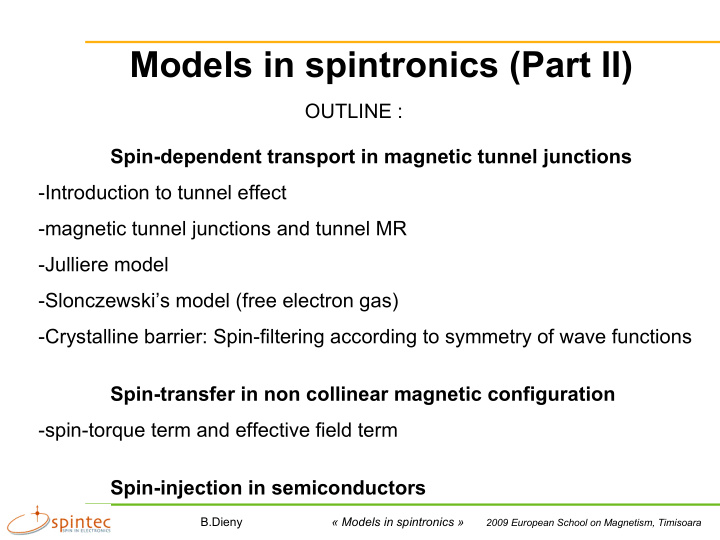 models in spintronics part ii