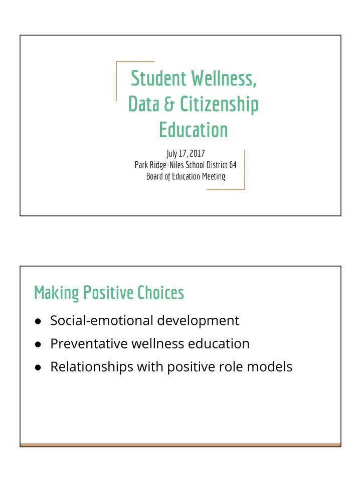 student wellness data citizenship education
