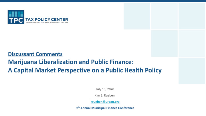 a capital market perspective on a public health policy