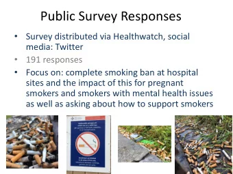 Public Survey Responses    Survey distributed via Healthwatch, social  media: Twitter    191