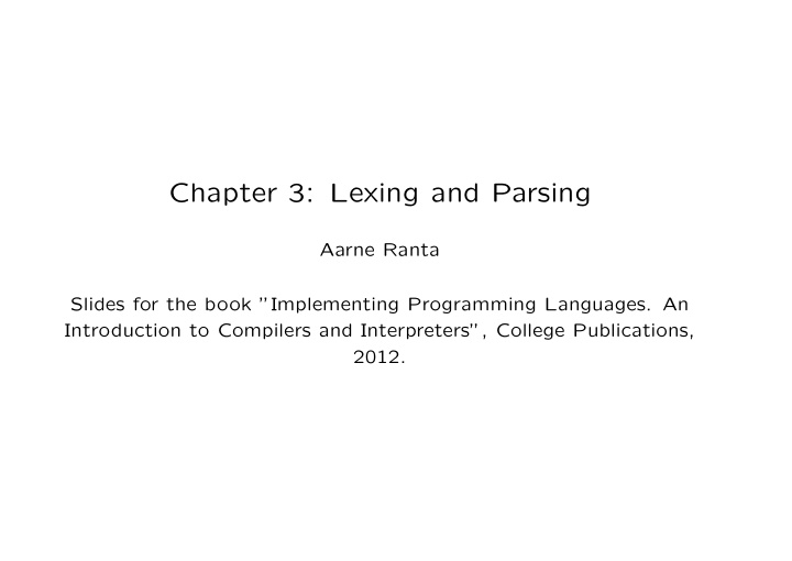 chapter 3 lexing and parsing