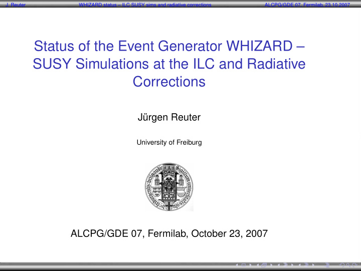status of the event generator whizard susy simulations at