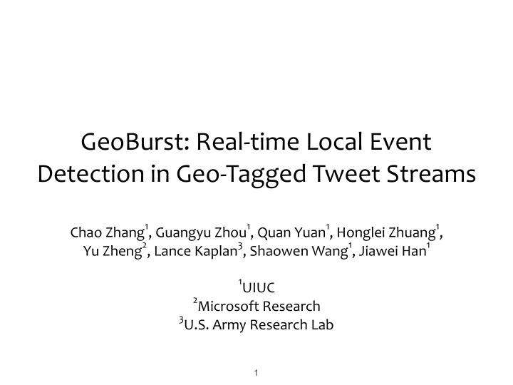 geoburst real time local event detection in geo tagged