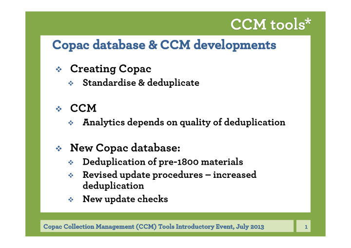 copac database ccm developments copac database ccm