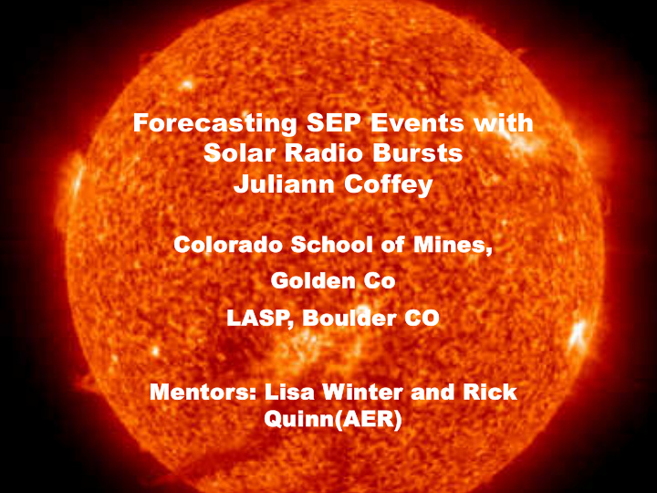 forecasting sep events with solar radio forecasting sep